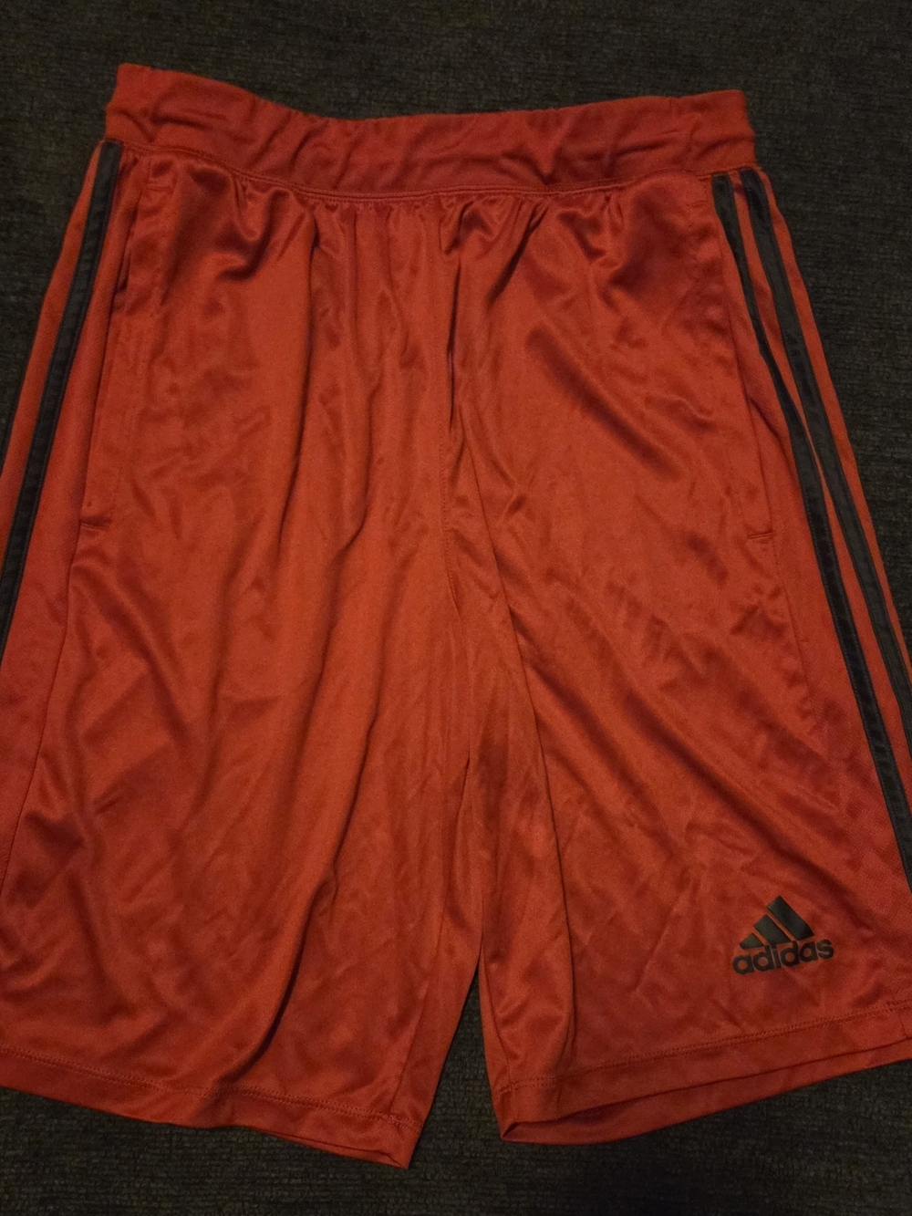 adidas Climalite Red Boys Athletic Shorts with Black Stripes. Size M